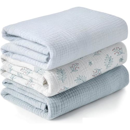 Muslin Swaddle Blankets for Newborns, 100% Cotton, 3-Pack, 40 x 40 Inches