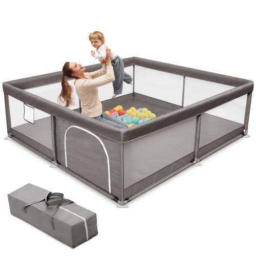 Babyeap Baby Playpen Large Play Yard Fence for Toddlers,50"x50" Dark Gray