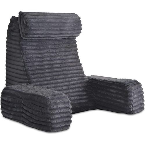 ENITYA 22" XL Back Pillow for Bed Sitting Up, Reading Pillow with Built-in Arms, Soft Back Support Chair, Ideal for Watching TV, Gaming, Nursing, Resting, Post Surgery, Dark Grey
