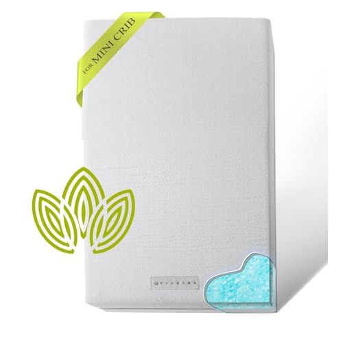Organic Cotton Dual-Sided Mini Crib Mattress, 38x24x3 Premium Memory Foam 2-Stage CertiPUR-US Hypoallergenic Baby Mattress Firm Support for Infant Cooling Gel for Toddler Waterproof & Washable Cover