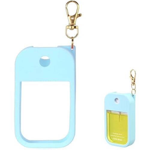 Hand Sanitizer Spray Case Compatible with Touchland Power Mist 1 oz – Silicone Case with Keychain for Touch Land Mist 1 fl oz(30 ml), Hand Sanitizer Accessory for 1 fl oz (Blue, 1 Pack)