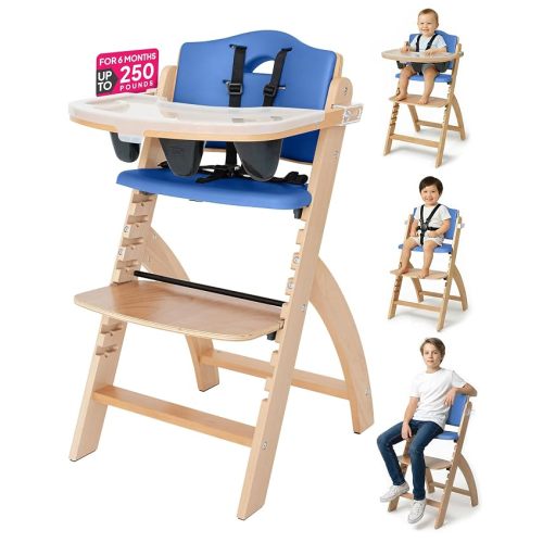 Abiie Beyond Junior Convertible Wooden High Chair with Removable Tray - Natural Black