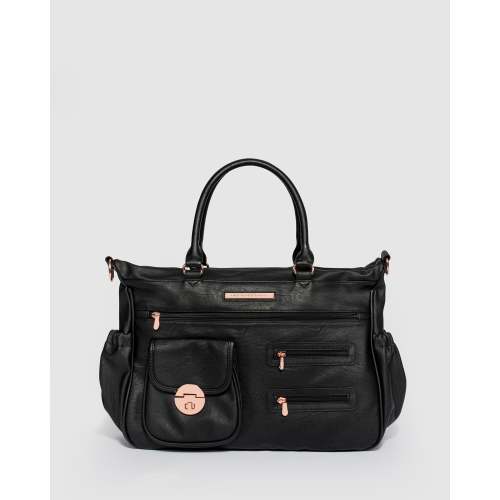 Black And Rose Gold Pocket Baby Bag