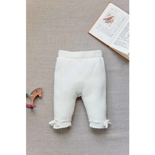 Pantalon - Ecru coton tricot Fille | Tartine et Chocolat