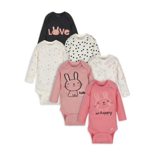 Onesies Brand Baby Girl Long Sleeve Bodysuit, 6-Pack, Sizes Newborn-12 Months