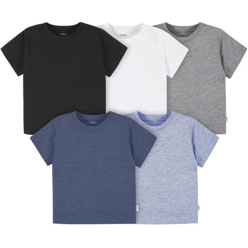 Gerber Unisex-Baby Toddler 5-Pack Solid Short Sleeve T-Shirts Jersey 160 GSM