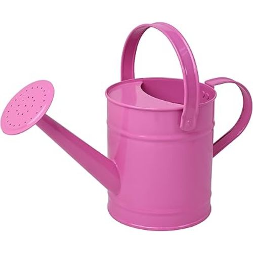 Finderomend 1.5 Liter Metal Watering Can,Iron Art for Kids Children Garden Watering Bucket Indoor Outdoor Home Office Gardening Plant Sprinkling Can (Pink)