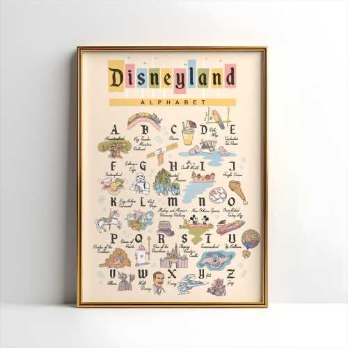 Disneyland Alphabet Art Print – Whimsical Wall Poster for Nursery, Playroom, or Disney-Inspired Decor Disney Wall Art Nursery Art