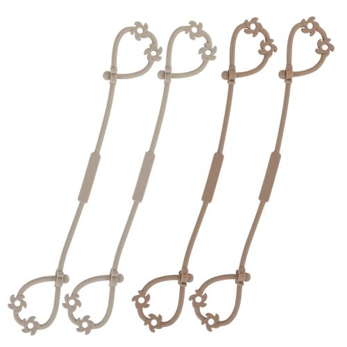 Toy Safety Straps, Food Grade Silicone Pacifier Clips Sippy Cup Strap Stretchable Adjustable for Strollers, High Chair, Cribs, Hanging Baskets, 4 Pack (Sand x2 / Light Grey x2)