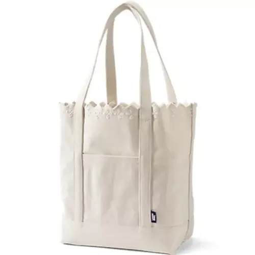Medium Eyelet Canvas Open Top Tote | Lands' End