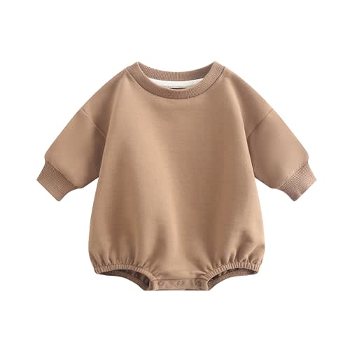 Bafeicao Baby Boy Girl Sweatshirt Romper Bubble Romper | Organic Cotton,Oversized,Solid Color,Long Sleeve,Warm Fall Winter