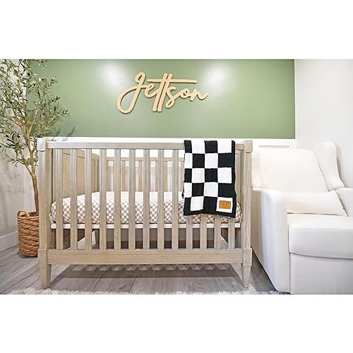 Checkered Baby Blanket 28"x40" - DreamSoft Knit Throw for Crib, Stroller or Car Seat - Soft Receiving Blanket/Newborn Nursery Gift Essential for Toddler, Infant, Kids, Boys & Girls (Black/White)