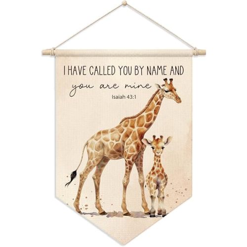 Christian Safari Nursery Decor Giraffe Wall Hanging Flag