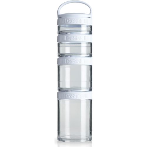 BlenderBottle GoStak Twist n' Lock Storage Jars, 4-Piece Starter Pak, White