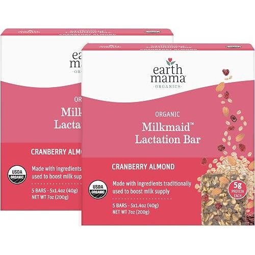 Earth Mama - Organic Milkmaid Bars, Cranberry Almond - 5 Count (Pack of 2)