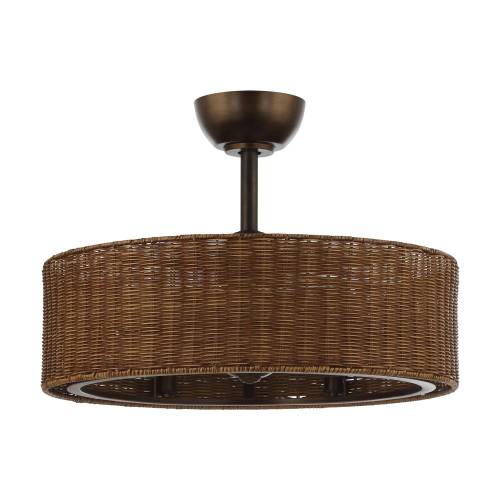 Parrot Uncle 24-Inch Bronze Rattan Farmhouse 6-Speed Caged Ceiling Fan Chandelier with Remote Control