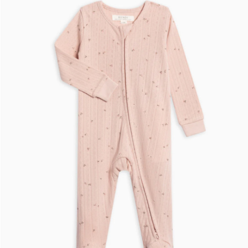 Maya Brushed Back Pointelle Footed Zipper Sleeper