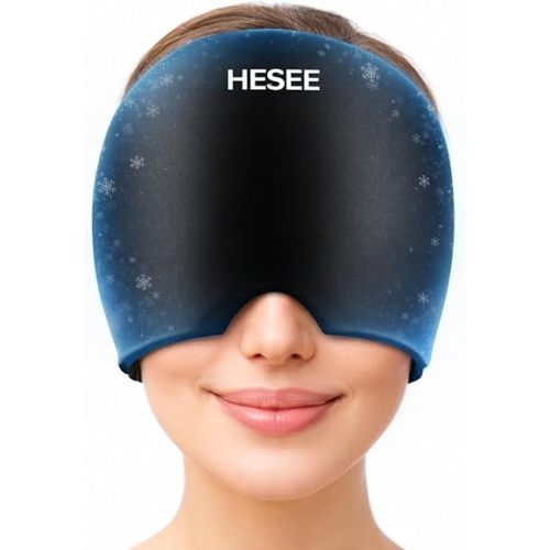 Migraine Relief Cap, Headache Relief Hat for Migraine Cap, Hot and Cold Therapy, Headache Eyes Mask for Stress Relief, Ice Pack Head Wrap for Sinus, Puffy Eyes, Tension,Black