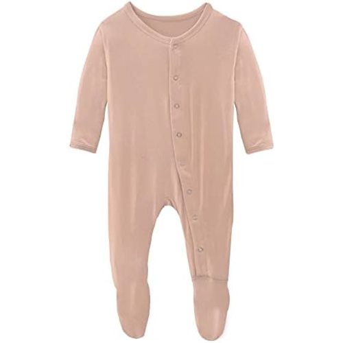 KicKee Pants Solid Footies with Snaps, Super Soft One-Piece Jammies, Viscose from Bamboo Sleepwear for Babies