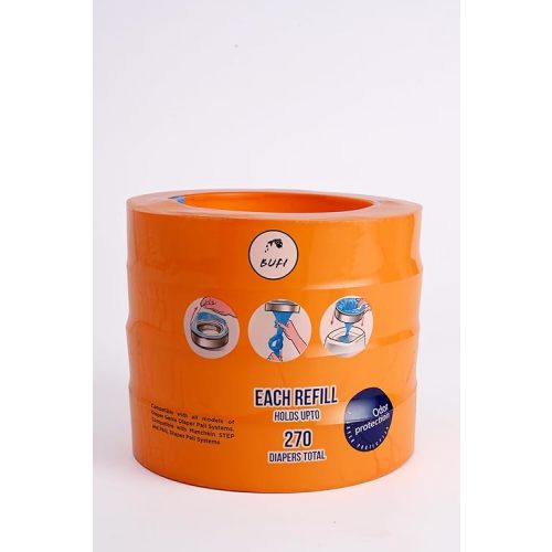 Daiper Pail Refill Bags, Compatible with Diaper Genie, 4 Pack of 270 Count, Unscented, Odor Protection, Baby Essentials, Holds up to 1080 Newborn Diapers