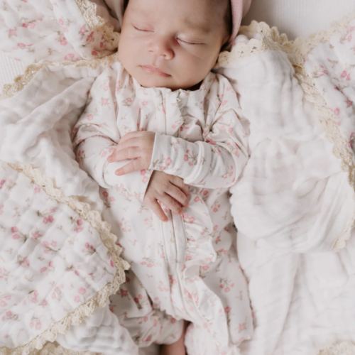 Frill Zip Romper | Paisley Peony – Little and Fern