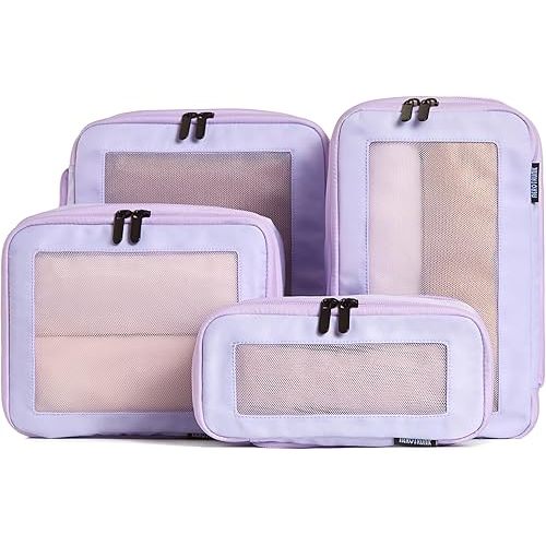 Compression Packing Cubes for Travel - Luggage Organizer Bags - Double Zipper Packing Cubes for Suitcases (4-Pack, Purple)