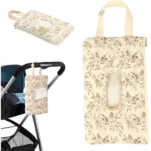 Wipes Dispenser，Portable Wipes Holder for Outdoor, Refillable Wipes Container, Wet Wipe Pouch for Travel, Wipe Holder for Diaper, Resuable Wipes Case for Hiking, Stroller Daily Casual - Beige