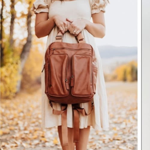 Elegant Brown Kanga Leather diaper bag Backpack