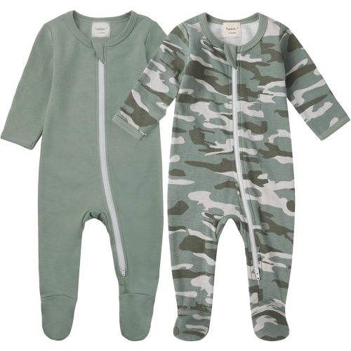 HAJAKADAS-Y Baby Boys' Girls' Cotton Sleep and Play Pjs, Snug Fit Footed 2-Way Zip Closure Coveralls,Pajamas with Feet