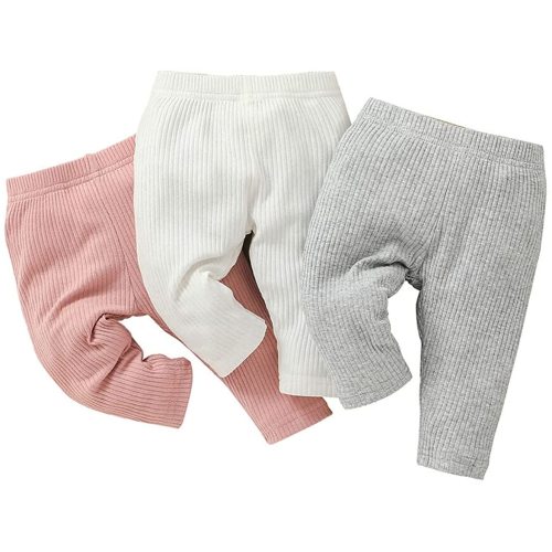 Lala Bear Baby Girl Infant 3 Pack Solid Pants and Casual Leggings
