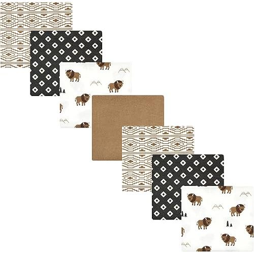 Hudson Baby Unisex Baby Cotton Flannel Receiving Blankets Bundle, Wild Buffalo, One Size