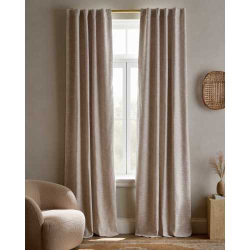 Textured Cotton Room Darkening Curtain in Oatmeal
