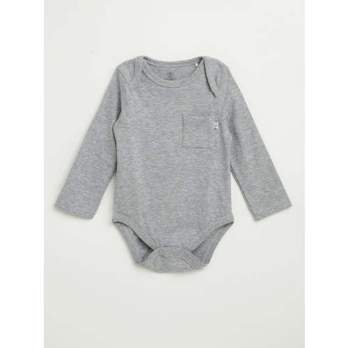 Heather Grey Prayer Pocket Long Sleeve Bodysuit Cotton – Holy Pals