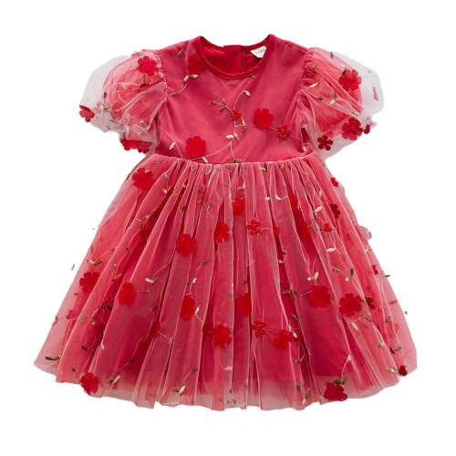 TAIAOJING Toddler Girls Short Sleeves Embroider Princess Dress Dance Party Floral Dresses Boho Beach Casual Birthday Sundress Birthday 12-18M
