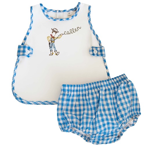 Blue Gingham Cowboy Bloomer Set