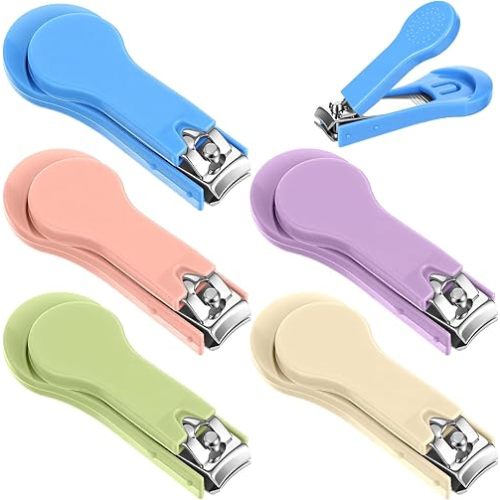 Qianyu 5 Pcs Baby Nail Clippers Fold Up Baby Nail Clippers Stainless Steel Finger Trimmer Cutter Small Jaw Precise Safe NailTrimmer Fingernail Clipper for Newborn Infant Nursery Baby's Fingers Toes