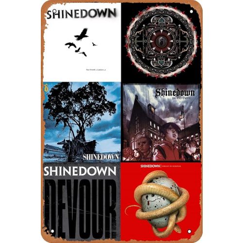 Clilsiatm Shinedown Band Poster Vintage Metal Tin Sign Gift Home Bedroom Bar Retro Cafe Decor 8x12 Inch