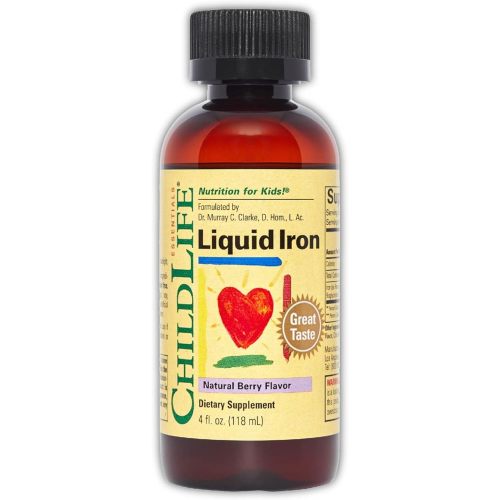 CHILDLIFE ESSENTIALS Liquid Iron - Liquid Iron Supplements for Kids, Iron Drops, Toddler Iron Supplement, Iron Liquid, Iron for Kids, Baby Iron Supplement, Gluten Free - Natural Berry, 4 Fl Oz