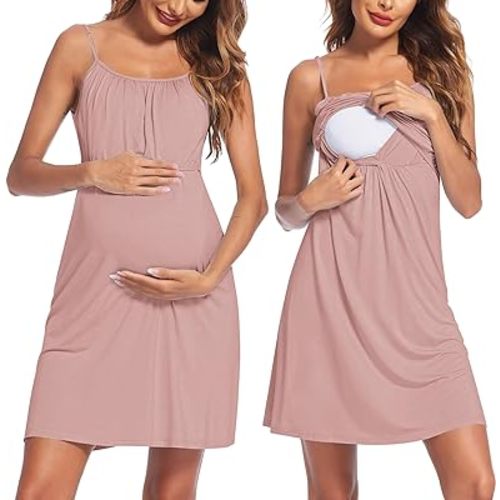 Ekouaer Women's Nursing Nightgown Maternity Dress Breastfeeding Gown Full Slips Sleepwear