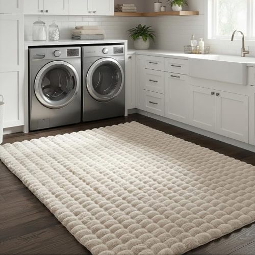 nuLOOM Jeni Beige Checkered Washable Area Rug, 5' x 8'