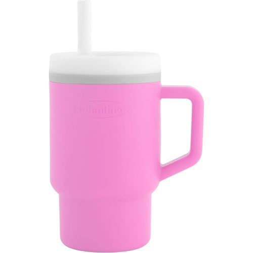 Infantino My 1st Tumbler, Silicone Sippy Cup with Straw & Handle, Spill-Resistant Baby Cup for On-the-Go, BPA-Free Transition Bottle, Cotton Candy