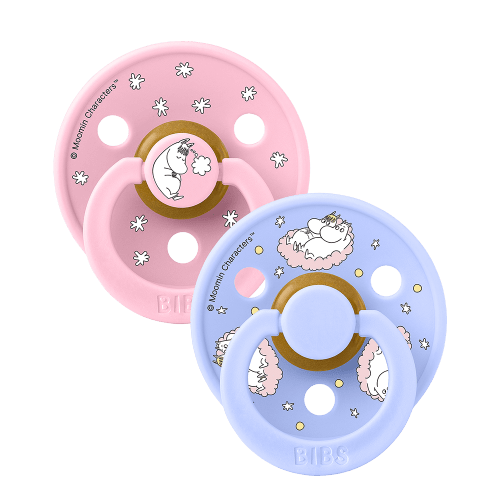 BIBS x Moomin Colour Pacifiers 2 pack Dreaming - Baby Pink mix – Bibsworld store US