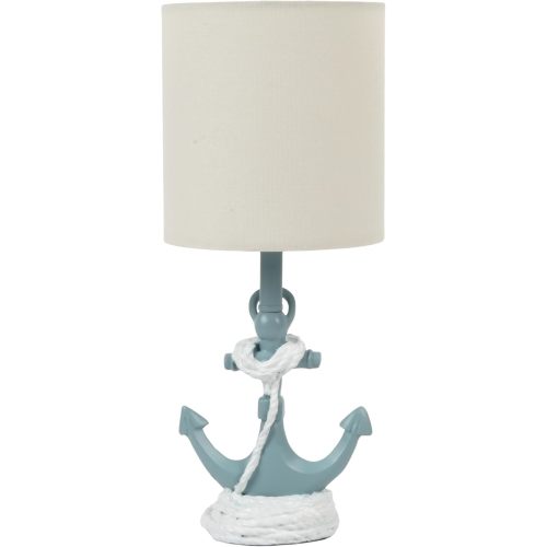 Decor Therapy Anchor Resin Accent Lamp, Easy on/Off Push-Through Light Switch, Coastal Style, Energy Efficient, 40W, Sky Blue - (8" D x 8" W x 16" H)