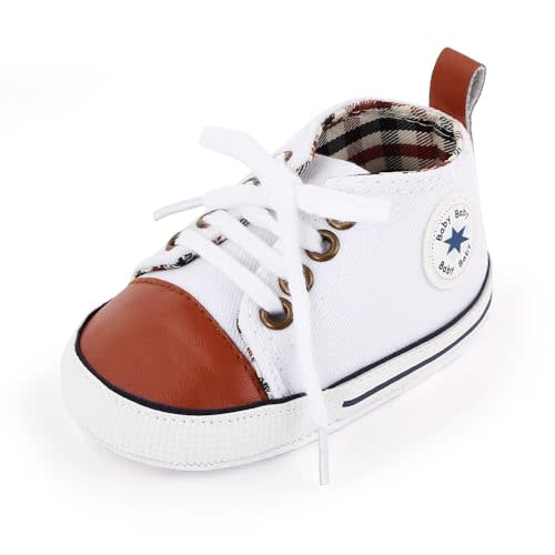 KKIIDDSS Unisex Baby Girls Boys Canvas High-top Shoes, Newborn Infant Anti-Slip Soft Sole Frist Walking Breathable Sneakers