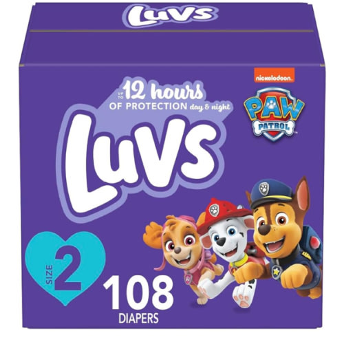 Luvs Size 2 Baby Diapers, Platinum Protection Bluey Diapers for Day & Night, Size 2, 108 Count (Packaging May Vary)