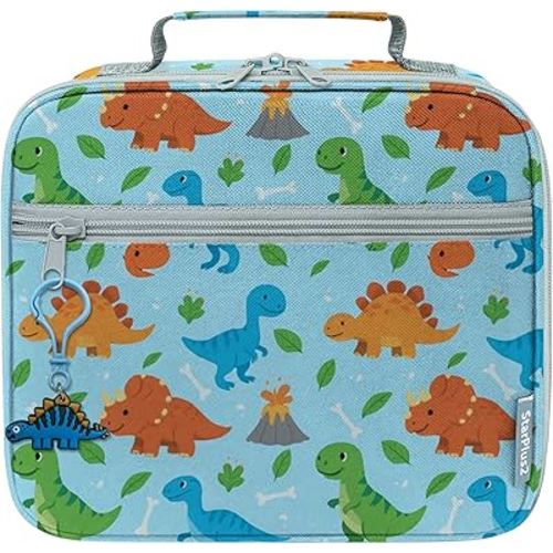 Medium Travel Pill Bottle Organizer, Child Medicine Bag with Zipper Toy, Carrier for Kids Medications and Medical Supplies - Dinosaurs