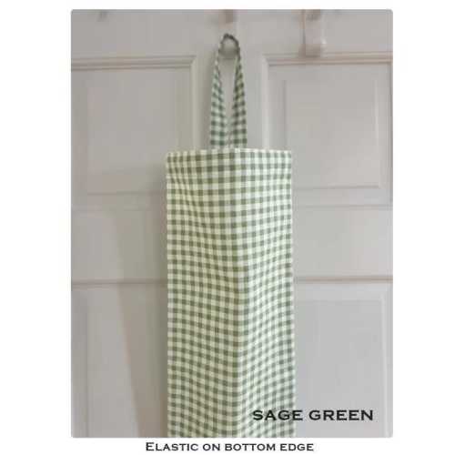 Sage Green Gingham Plastic bag holder Kitchen Bag Holder Recycle plastic bag holder Sage Green Gingham Taupe Navy Blue Bag Holder