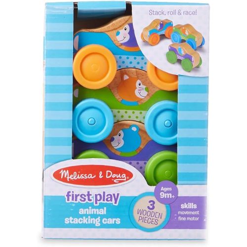 Melissa & Doug First Play Wooden Animal Stacking Cars (3 pcs)