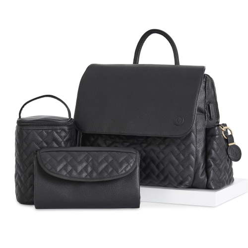 Hannah & Sophia Traveler 4pc Diaper Bag Set, Midnight Black