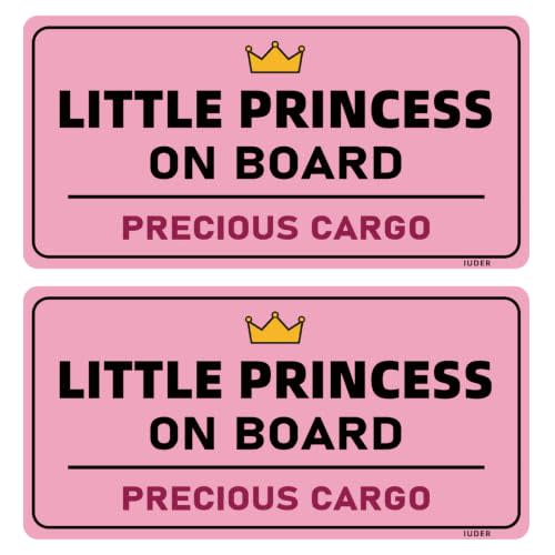 Little Princess on Board Reflective Magnet, 8x4 In, Baby Girl, 2 Pack | Waterproof, Fade-resistant, Removable, No residue, Paint safe, Strong hold on bumper, Baby on board and baby in car sign